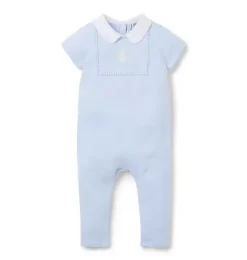Janie and Jack One-pieces & Rompers-Baby Embroidered Bunny One-Piece light blue