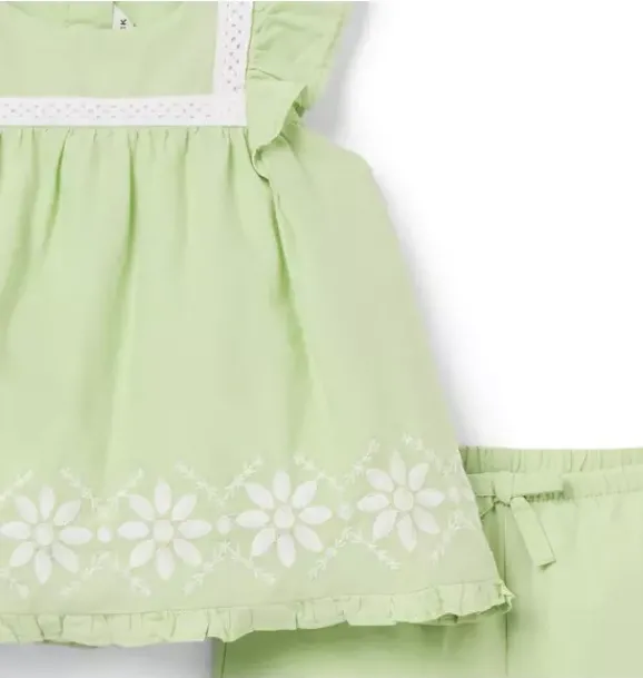 Janie and Jack Sets-Baby Embroidered Floral Matching Set celery field