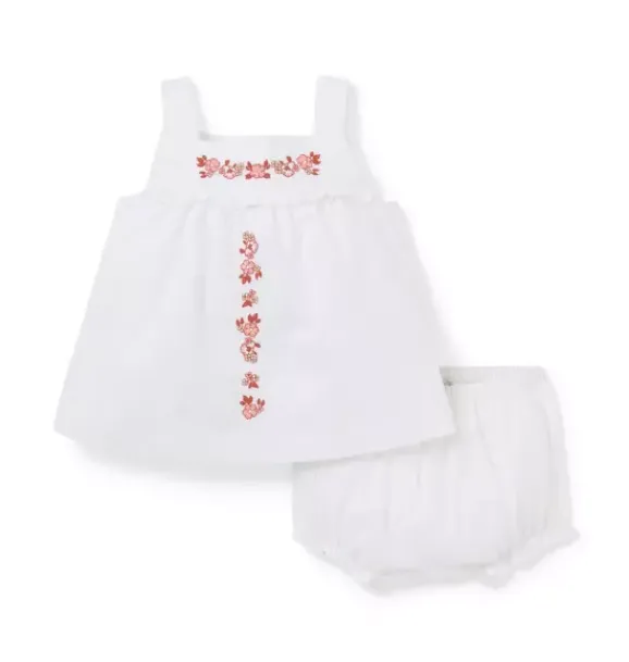 Janie and Jack Sets-Baby Embroidered Floral Matching Set white