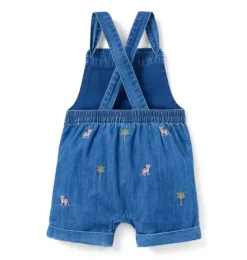 Janie and Jack Online Exclusives|Pants & Overalls-Baby Embroidered Tiger Overall poxie medium wash