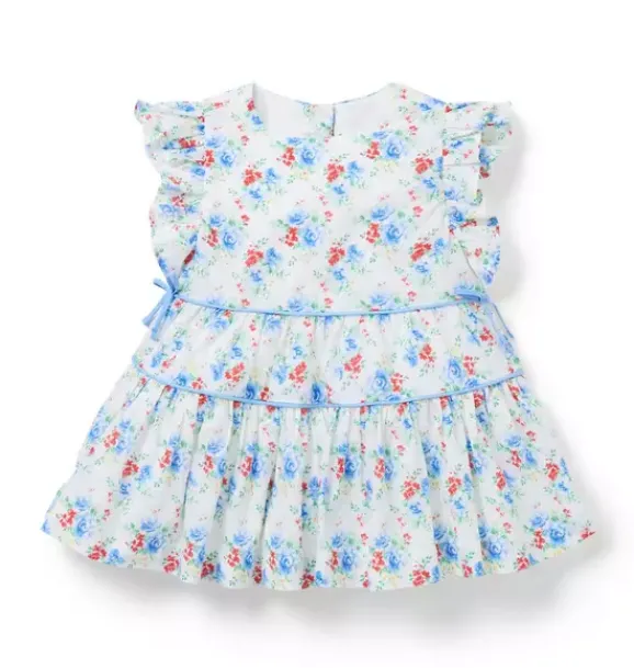 Janie and Jack Dresses-Baby Floral Bow Dress white floral
