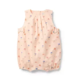 Janie and Jack Online Exclusives|One-pieces & Rompers-Baby Floral Bow Romper peach peony floral