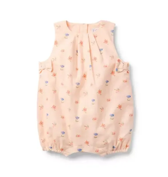 Janie and Jack Online Exclusives|One-pieces & Rompers-Baby Floral Bow Romper peach peony floral