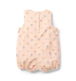 Janie and Jack Online Exclusives|One-pieces & Rompers-Baby Floral Bow Romper peach peony floral