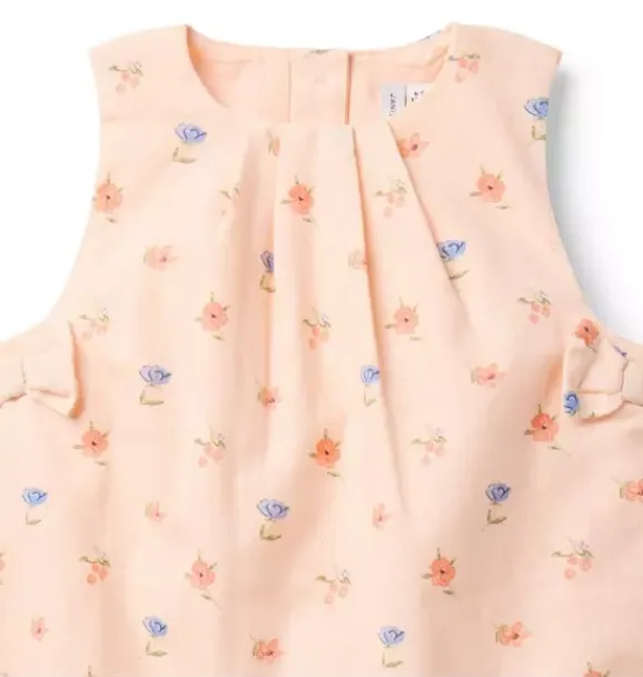 Janie and Jack Online Exclusives|One-pieces & Rompers-Baby Floral Bow Romper peach peony floral
