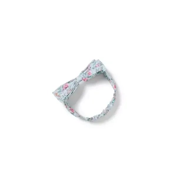 Janie and Jack Shoes & Accessories-Baby Floral Bow Soft Headband light blue floral