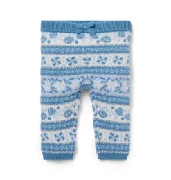 Janie and Jack Pants-Baby Floral Fair Isle Pant cream and sugar fair isle