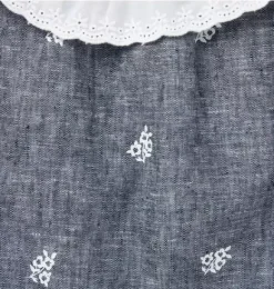 Janie and Jack Sets-Baby Floral Linen-Cotton Matching Set inky blue heather