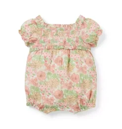 Janie and Jack One-pieces & Rompers-Baby Floral Pintuck Romper rosy coral floral