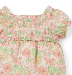 Janie and Jack One-pieces & Rompers-Baby Floral Pintuck Romper rosy coral floral