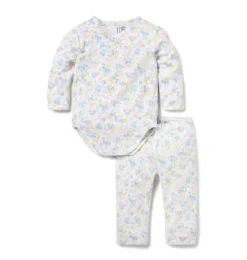 Janie and Jack Sets-Baby Floral Pointelle Wrap Matching Set light blue floral