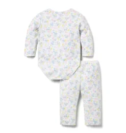 Janie and Jack Sets-Baby Floral Pointelle Wrap Matching Set light blue floral