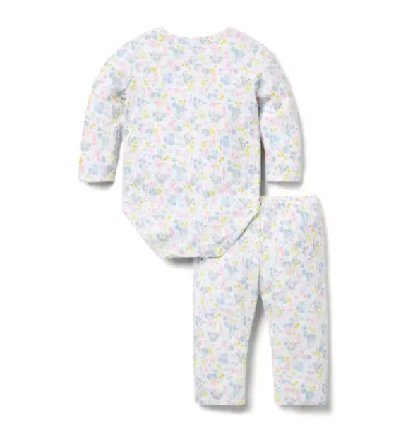 Janie and Jack Sets-Baby Floral Pointelle Wrap Matching Set light blue floral