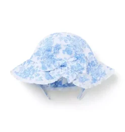 Janie and Jack Baby|Shoes & Accessories-Baby Floral Ruffle Sun Hat dreamy blue floral