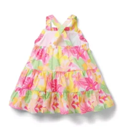Janie and Jack Dresses-Baby Floral Tiered Dress pink dahlia floral