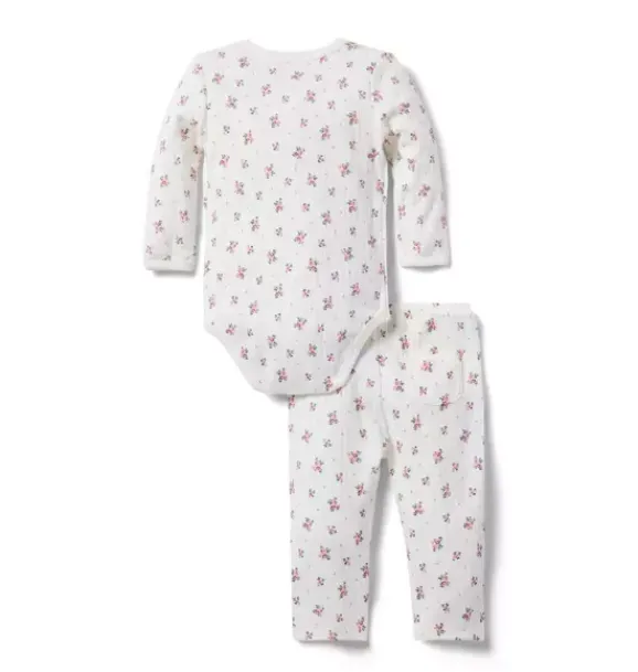 Janie and Jack Sets-Baby Floral Wrap Matching Set jet ivory floral