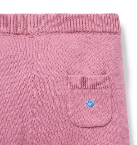 Janie and Jack Pants-Baby Flower Pocket Sweater Pant sweet rose