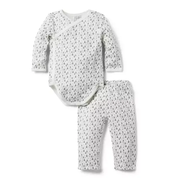 Janie and Jack Sets|Sets-Baby Forest Friends Wrap Matching Set grey forest friends
