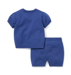 Janie and Jack Sets-Baby French Bulldog Sweater Matching Set tide pool