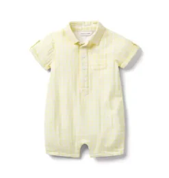 Janie and Jack One-pieces & Rompers-Baby Gingham Romper buttermilk gingham