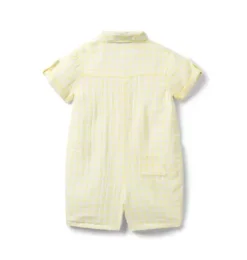 Janie and Jack One-pieces & Rompers-Baby Gingham Romper buttermilk gingham
