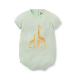 Janie and Jack One-pieces & Rompers|One-pieces & Rompers-Baby Giraffe Knit Romper pale blue
