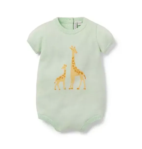 Janie and Jack One-pieces & Rompers|One-pieces & Rompers-Baby Giraffe Knit Romper pale blue