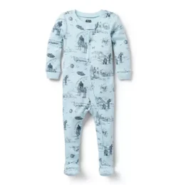 Janie and Jack Pajamas|Baby Pajamas-Baby Good Night Footed Pajama In STAR WARS Toile soft blue star wars toile