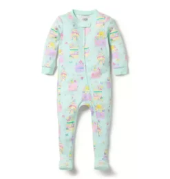 Janie and Jack Baby Pajamas|Family Matching Pajamas-Baby Good Night Footed Pajama In Fairy Cakes light turquoise fairy cake