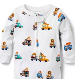 Janie and Jack Family Matching Pajamas|Baby Pajamas-Baby Good Night Footed Pajama In Food Truck white food truck