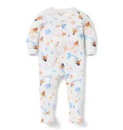 Janie and Jack Baby Pajamas|Family Matching Pajamas-Baby Good Night Footed Pajama In Mermaid jet ivory mermaid