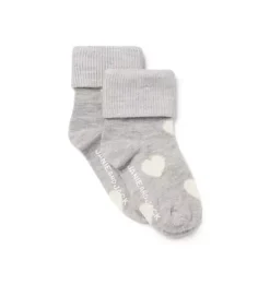 Janie and Jack Shoes & Accessories|Shoes & Accessories-Baby Heart Foldover Sock earl grey heather heart