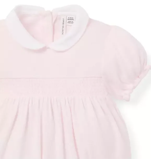 Janie and Jack One-pieces & Rompers-Baby Heart Pointelle Smocked Romper pink blossom