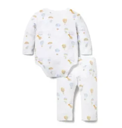 Janie and Jack Sets|Sets-Baby Hot Air Balloon Animals Wrap Matching Set jet ivory balloon animals