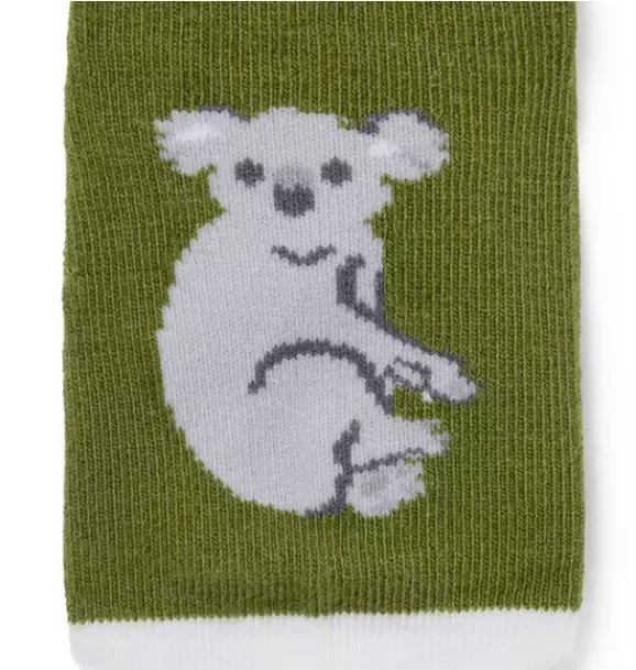 Janie and Jack Shoes & Accessories-Baby Koala And Stripe Sock 2-Pack green bean koala and green bean stripe