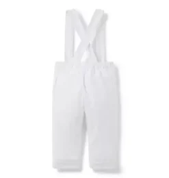 Janie and Jack Pants & Overalls-Baby Linen-Cotton Suspender Pant white