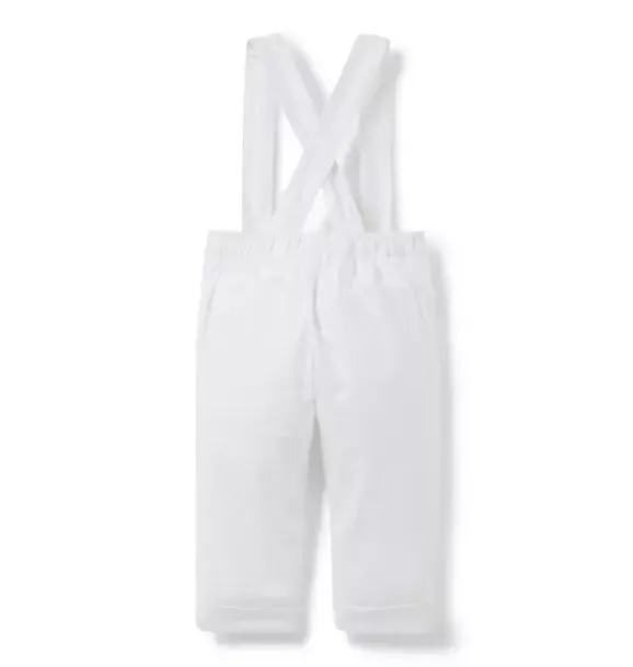 Janie and Jack Pants & Overalls-Baby Linen-Cotton Suspender Pant white