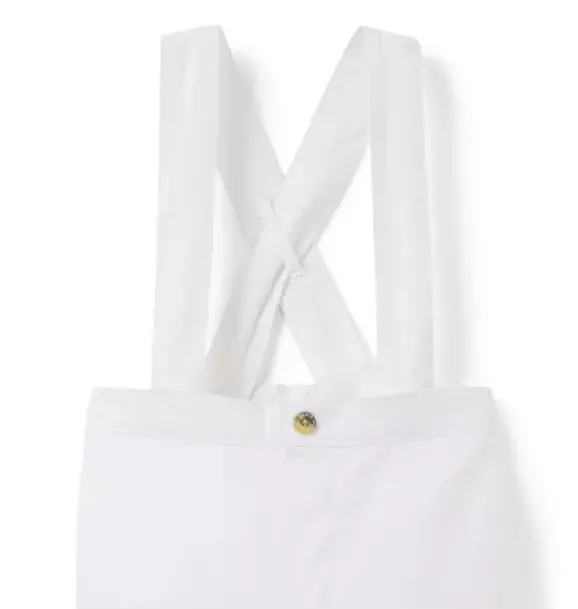 Janie and Jack Pants & Overalls-Baby Linen-Cotton Suspender Pant white