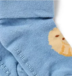 Janie and Jack Shoes & Accessories-Baby Lion Foldover Sock soft sky blue