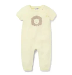 Janie and Jack One-pieces & Rompers|One-pieces & Rompers-Baby Lion Knit One-Piece butter yellow