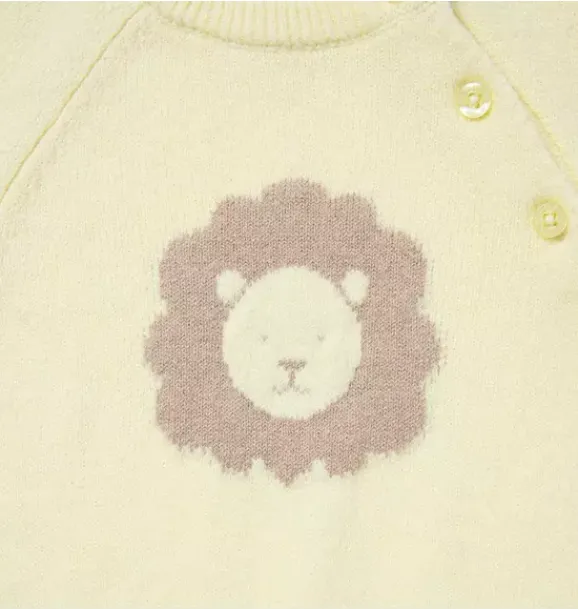 Janie and Jack One-pieces & Rompers|One-pieces & Rompers-Baby Lion Knit One-Piece butter yellow