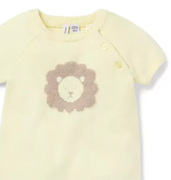 Janie and Jack One-pieces & Rompers|One-pieces & Rompers-Baby Lion Knit One-Piece butter yellow