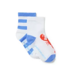 Janie and Jack Shoes & Accessories-Baby Lobster And Stripe Sock 2-Pack white and soft blue stripe