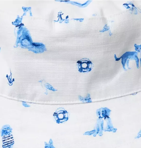 Janie and Jack Accessories|Swim Outfits-Baby Nautical Dog Bucket Hat white nautical dog