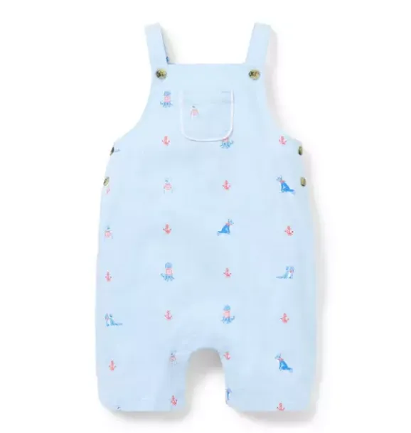 Janie and Jack Pants & Overalls-Baby Nautical Dog Overall blue sail nautical dog