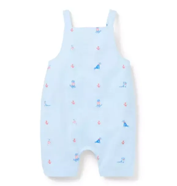 Janie and Jack Pants & Overalls-Baby Nautical Dog Overall blue sail nautical dog