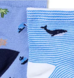 Janie and Jack Shoes & Accessories-Baby Nautical Icon Sock 2-Pack dreamy blue and blue ripple stripe