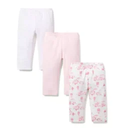 Janie and Jack Pants-Baby Pant 3-Pack pink blossom, light pink animal friends toile and jet ivory stripe