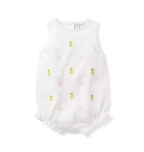 Janie and Jack One-pieces & Rompers-Baby Pineapple Pointelle Romper white pineapple