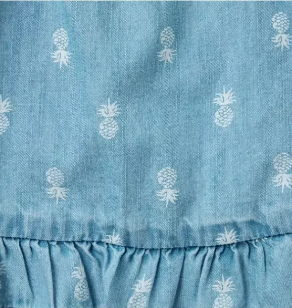 Janie and Jack Sets-Baby Pineapple Ruffle Matching Set light wash pineapple